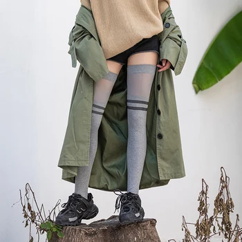 

Women’s Stockings Autumn And Winter Cotton Lengthening Two Bar College Wind And Thigh Mask Foot Bottom Antiskid Women Stockings