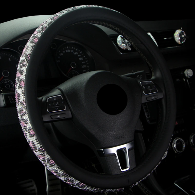 Алмазный RainbowSteering колесо крышка Ladycrystal Стразы для девочек Автомобильное рулевое колесо чехол леопардовой расцветки для Для женщин авто аксессуары - Название цвета: style3