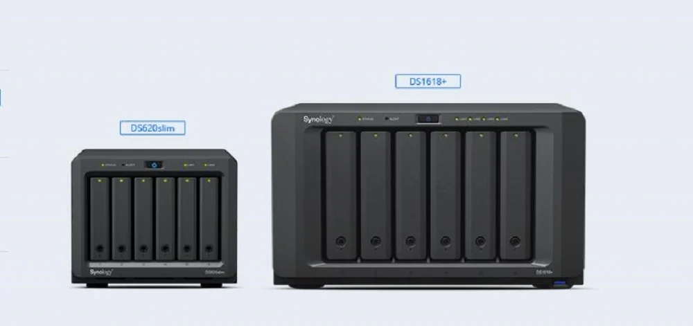 Synology 6 Bay 2," NAS DS620slim(без диска) 2 Гб DDR3L памяти, расширяемая до 6 ГБ