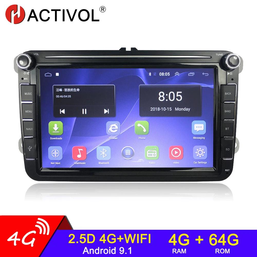 4G+64G 2 Din Android Car Radio multimedia For VW Volkswagen Skoda Octavia golf 5 6 touran passat B6 polo Jetta 2Din car stereo