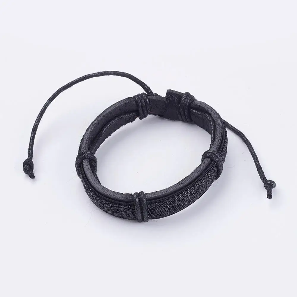 

1pcs Adjustable Unisex Cowhide Cord Bracelets Leather Cord Layers Stackable Bracelets Bangle for Women and Man