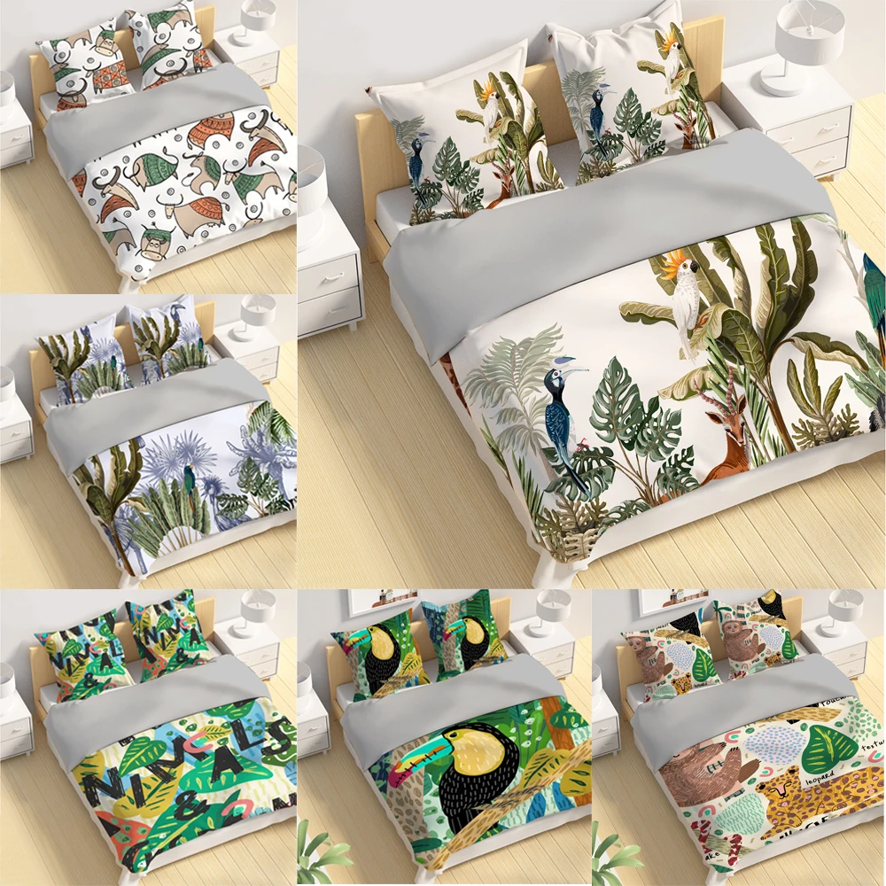 

European Style Simple 2/3pcs Digital Printing Nature animals Quilt Cover Bedding Duvet Cover Single/Double/Queen/King Size
