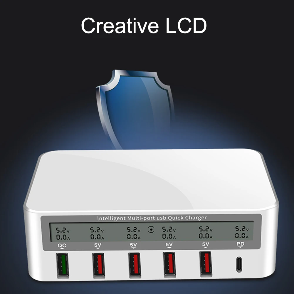 6 портов 8A QC 3,0 USB быстрое зарядное устройство PD18W смартфон зарядное устройство со светодиодный дисплей для iPhone X XS samsung Высокое качество