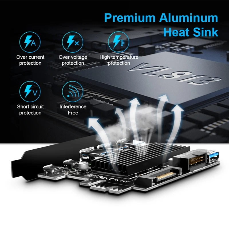 USB 3 0 Тип C PCI E плата расширения 5 портов адаптер внешний контроллер Экспресс 19Pin