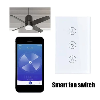 

New Design for US Standard WiFi Smart Ceiling Fan Smart Switch Remote Control Alexa Voice Control