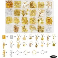 170pcs/box Gold Mix Leaves Spring Ring Hair Braid Dreadlocks Beads Clips Hair Decoration Accessories with Storage Box 1