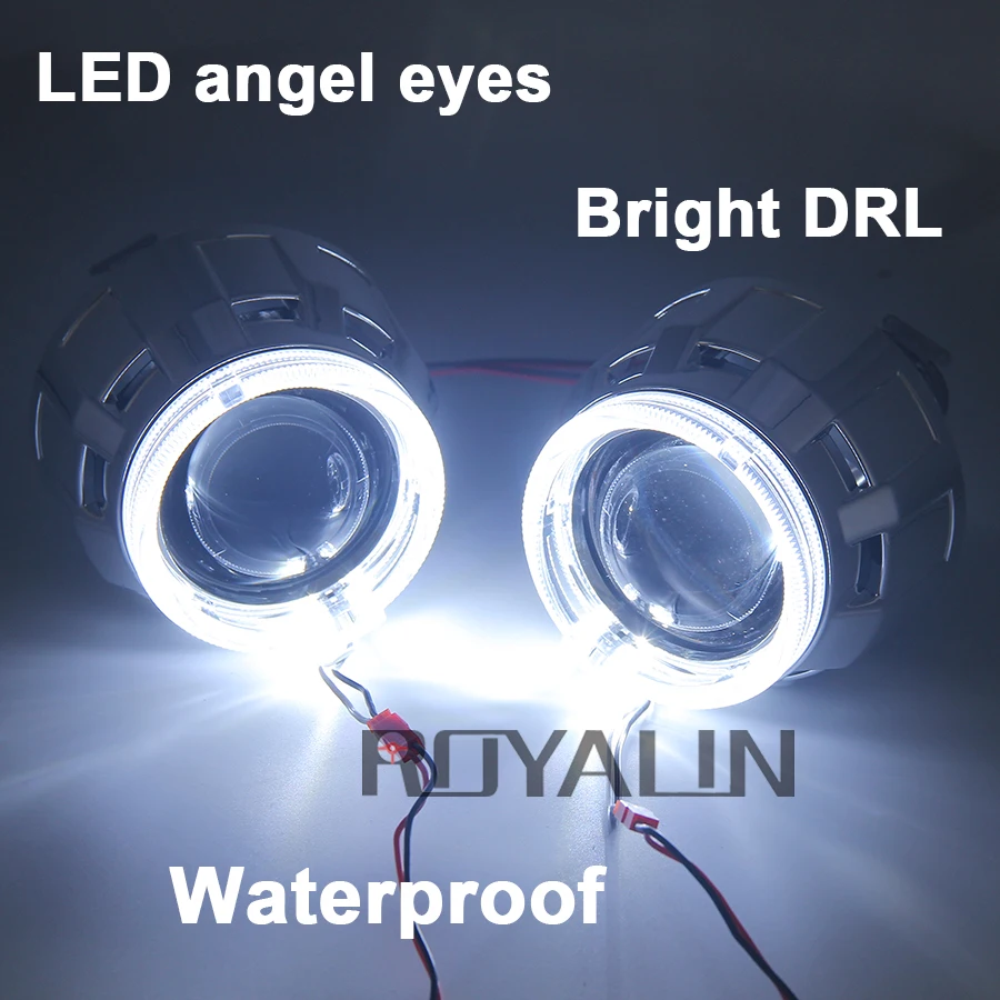 ROYALIN DRL Bi Xenon галогенные фары объектив светодиодный проектор ангельские глазки H1 H4