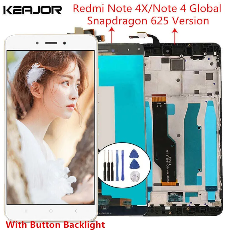 ЖК экран для Xiaomi Redmi Note 4X 4 с рамкой глобальная версия 5 дюйма Snapdragon 625|display screen|note