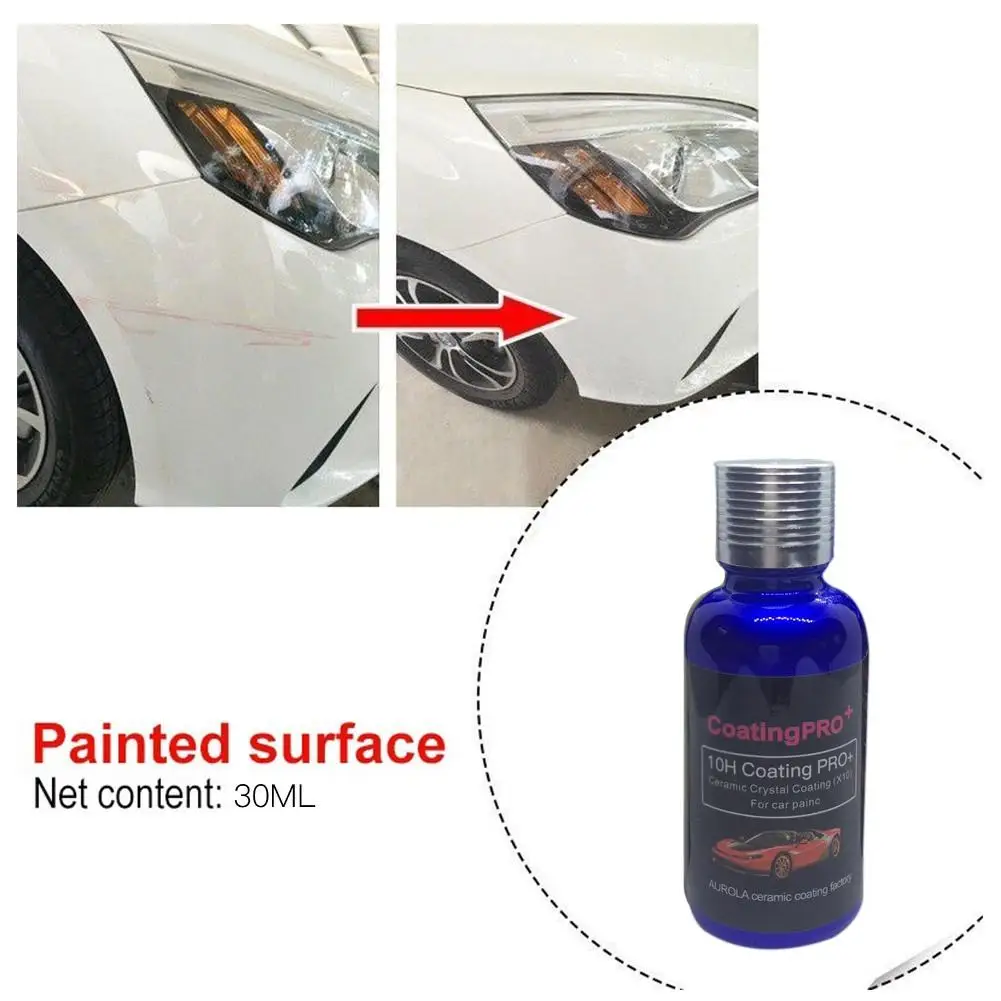 Глянцевое керамическое покрытие для автомобиля, набор, покрытие против царапин, полировка для автомобиля, внешний уход, краска, герметик, 10 H, жесткость, 30 мл