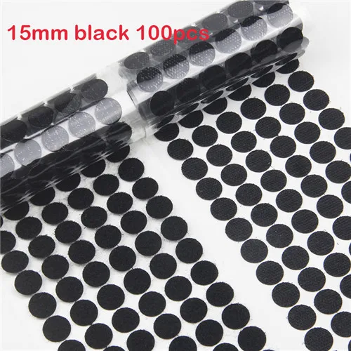 Волшебная лента Velcros Dots Sticks Boob Tape нейлоновая петля-крючок двухсторонняя самозастежка прочная клейкая лента клей для дома 100 пар - Цвет: 15mm black 100pairs