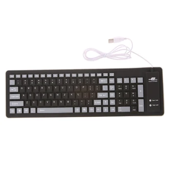

Silicone Folding Keyboard Foldable Keyboard Waterproof USB Wired Keyboard 103 Keys Silicone Soft Keyboard
