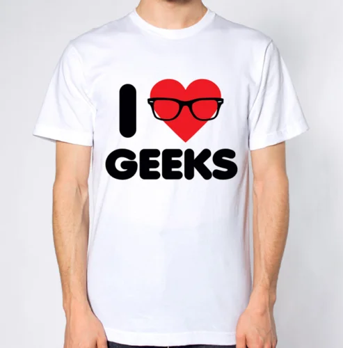 Футболка I Love Geeks новинка 2018 летняя модная футболка с принтом Мужская коротким