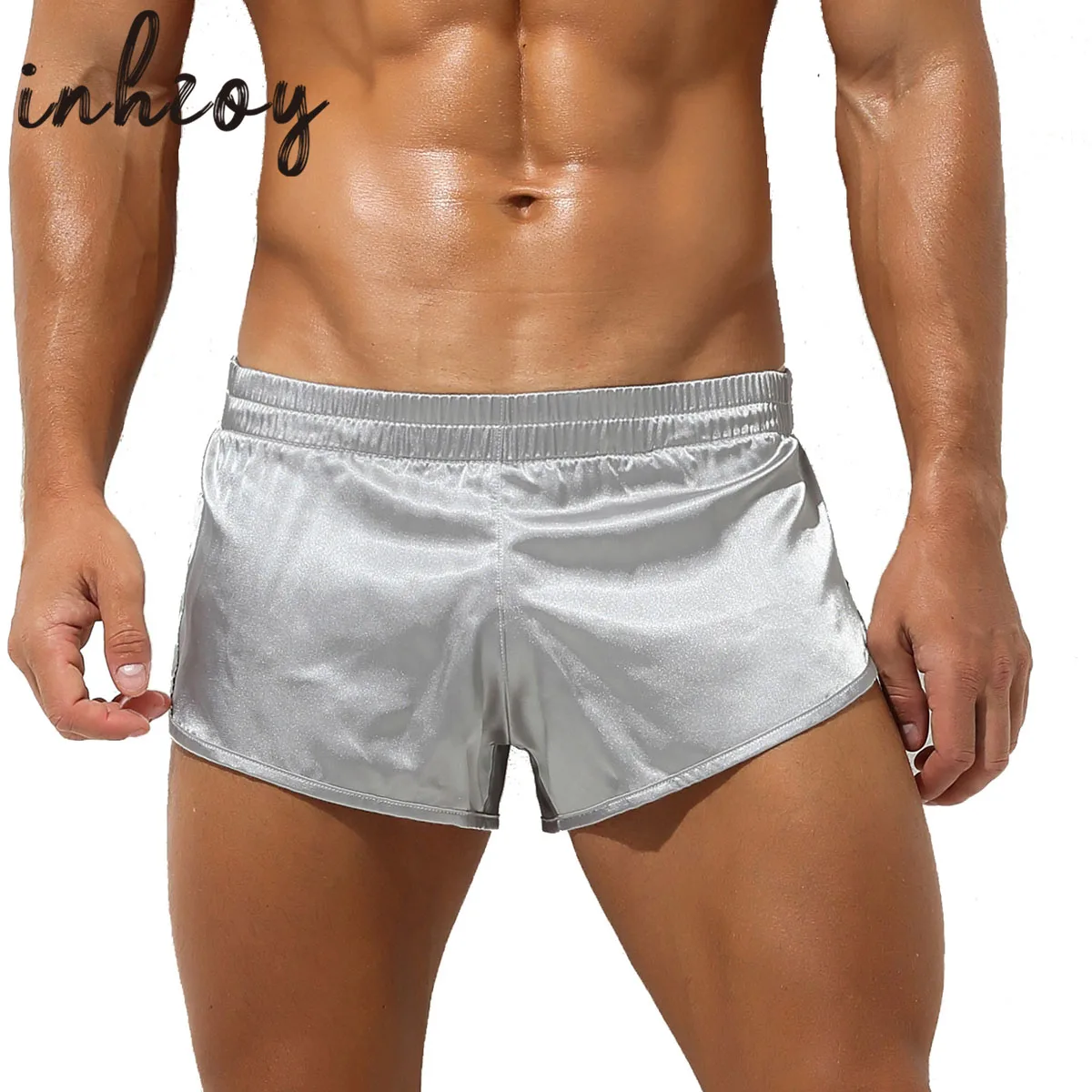 Mens Silky Satin Boxers Shorts Soft Underwear Sports Panties Casual Loose Trunks 