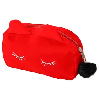 

LJL-Portable Cartoon Pattern Cosmetic Bag Makeup Bags Pen Pencil Pouch Case Red
