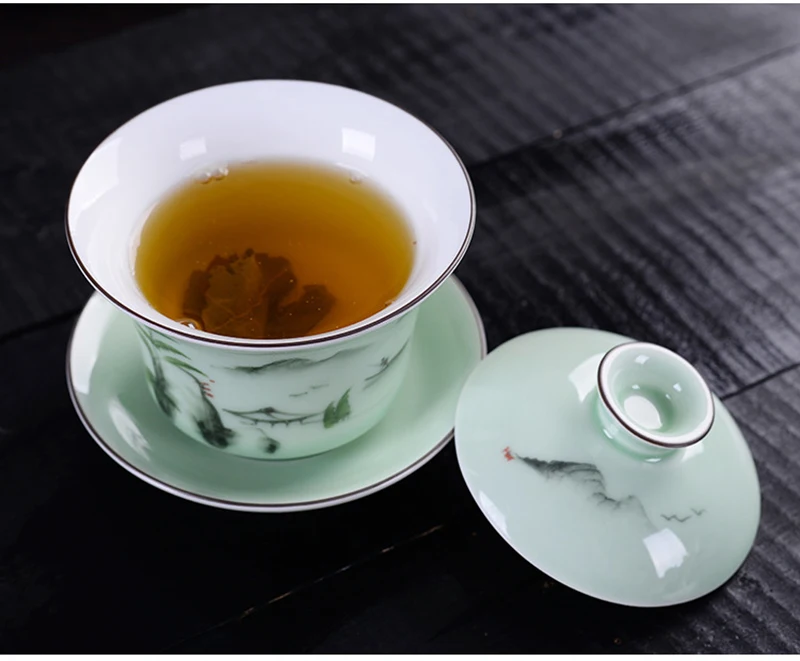 Высокое Качество ручная роспись чайная супница, пейзаж живопись Крышка Чаша чайный сервиз gaiwan чайный фарфоровый горшок путешествия красивый чайник