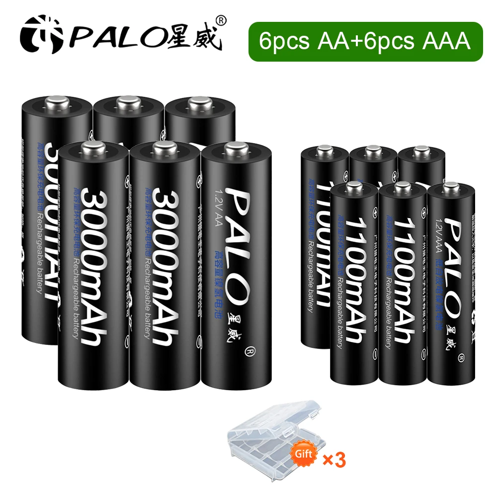 AAA Battery 1.2V Ni-MH AAA AA Rechargeable Battery AA Batteries 3A Bateria  with LCD Charger for 1.2v Nimh Rechargeable AA AAA