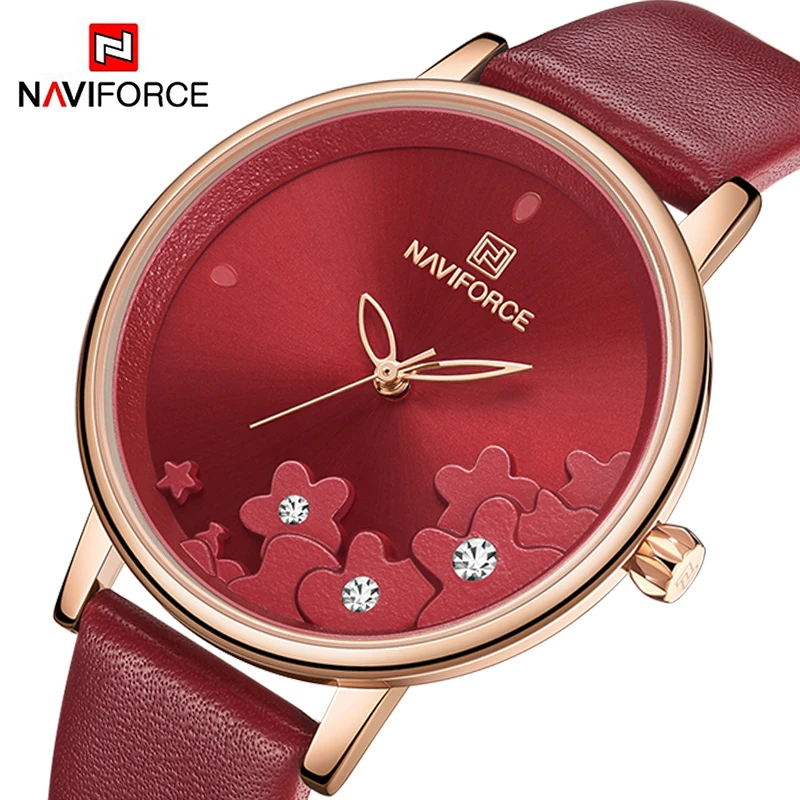 Top Brand Luxury NAVIFORCE Ladies Watch Fashion 3D Flower Creative