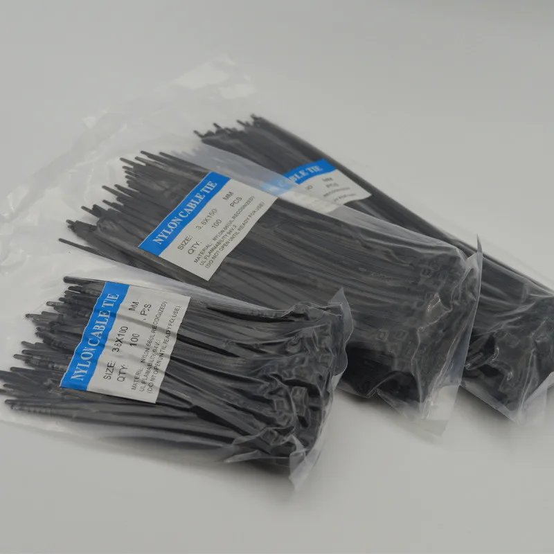 Cable ties 100PCS Self-locking Black Plastic Flange