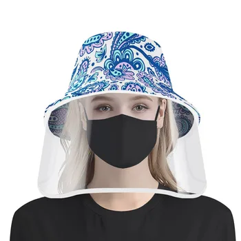 

Multi-function Protective Cap Palis Pattern Print Anti Dust Anti-fog Windproof Bucket Hat Anti-saliva Face Cover Fishing Hat