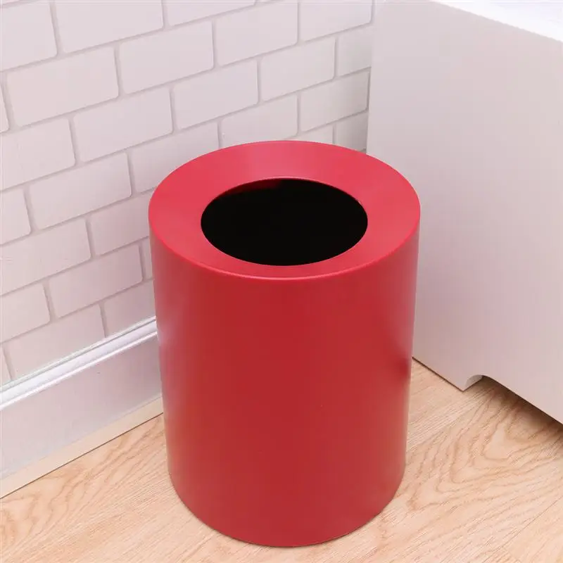 

Round Plastic Trash Can Kitchen Waste Container Household Garbage Case for Bedroom Bathroom