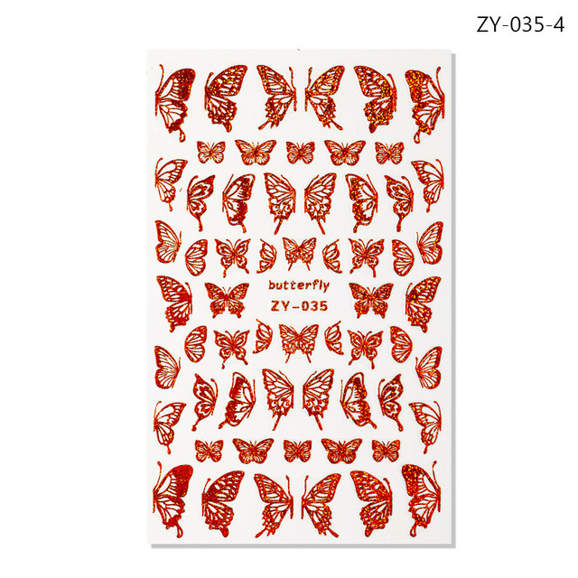 Holographic 3D Laser Butterfly Nail Art Stickers Gold Silver Nail Adhesive Sliders Decals Laser Sticker Decor DIY Manicure