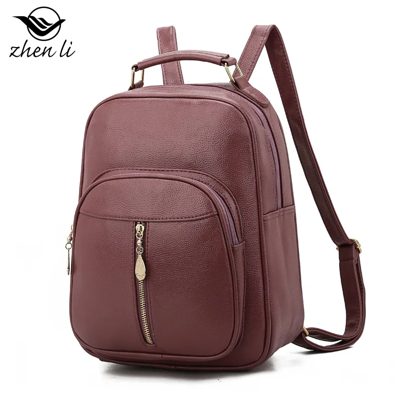 Zhenli сумка женская Lazada стиль PU кожа стиль сумки мягкая поверхность рюкзак однотонный