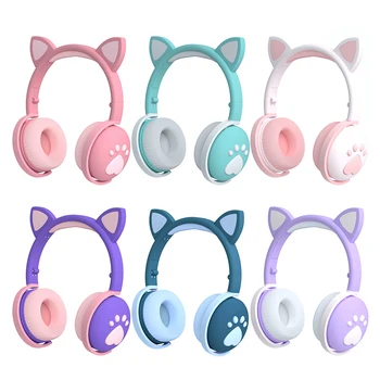 

Wireless 5.0 Bluetooth Headphones With LED Led Led Light Foldable Children's Game Stereo Headset For NEW BK1 Cat Ear Headset