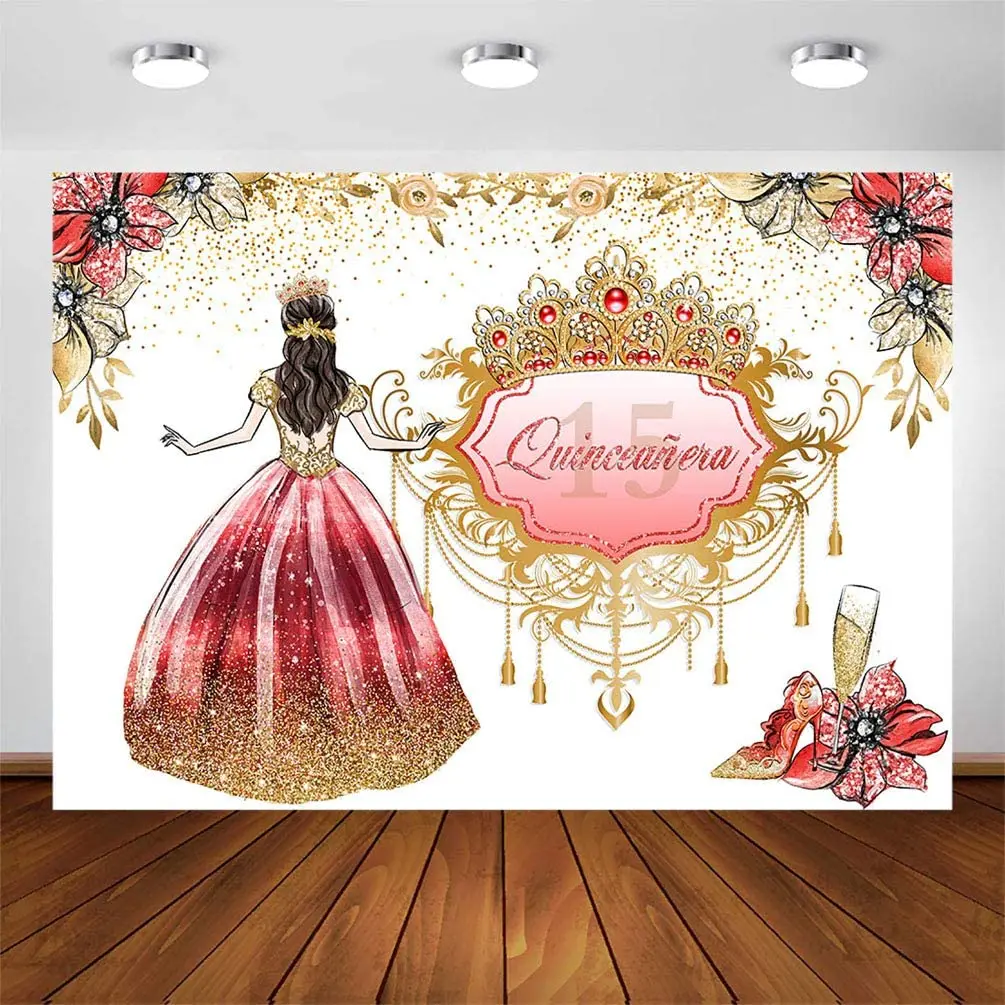 Праздничный фон Quinceañera для 15-го дня рождения с мексиканской пятнадцатью коронами
