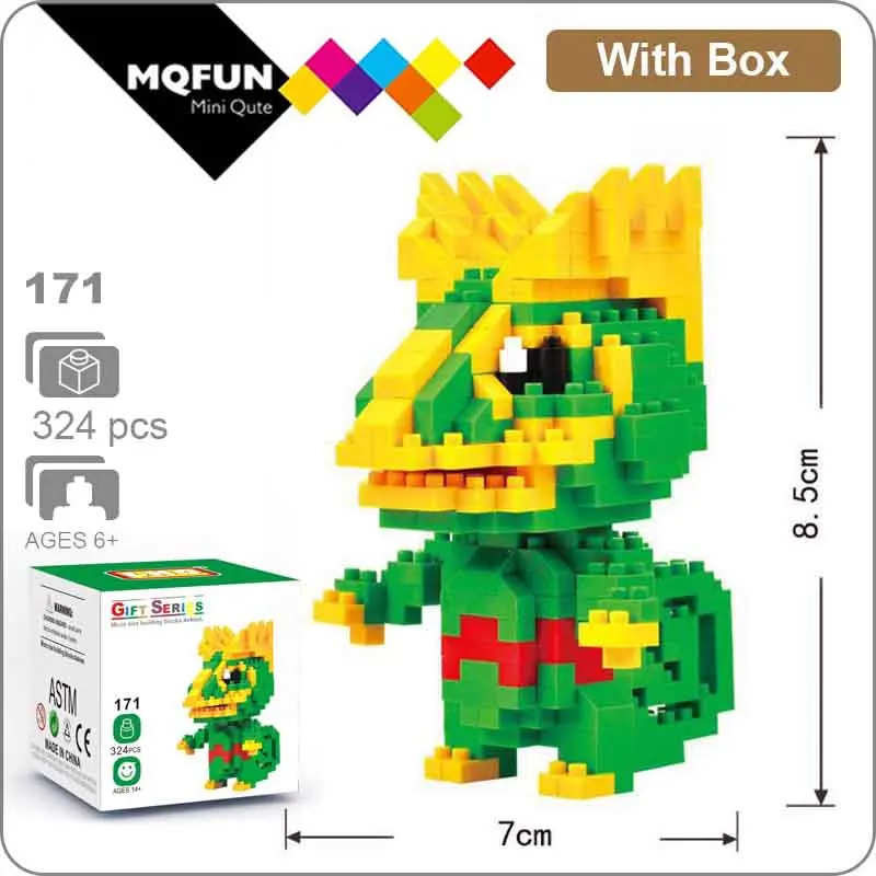 LNO 171 With Box LNO мини блоки фигурки kawaii 3D Пикачу японский мультфильм Аниме пластиковые детали для конструктора игры DIY модели образовательных игрушек - Цвет: LNO 171 With Box