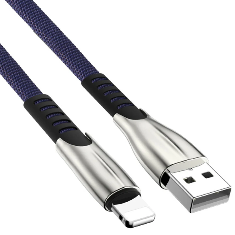 USB кабель для зарядки данных 2 м 3M для Apple iPhone шнур 6 7 8Plus X XR XS Max 11 Pro iPad Origin длинный 1 м 3 А плетеный кабель для быстрой зарядки - Цвет: Синий