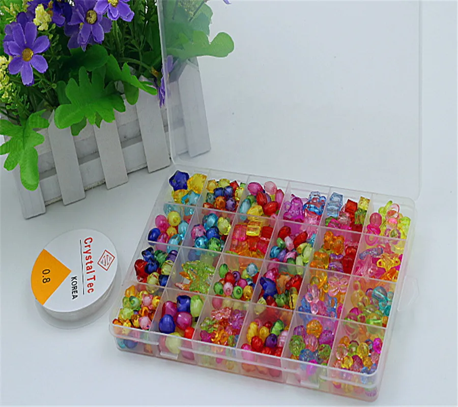 

Beaded Bracelet Educational Toy DIY Acrylic Small 24 Lattice Transparent Crystal Set Mall Activity Hot Selling