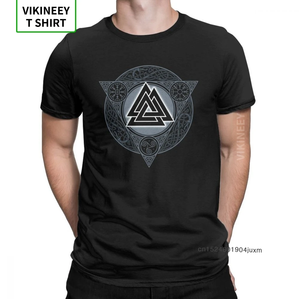 Мужская футболка Valknut Ice Flame Vikings Valhalla Odin винтажный топ с вырезом лодочкой и