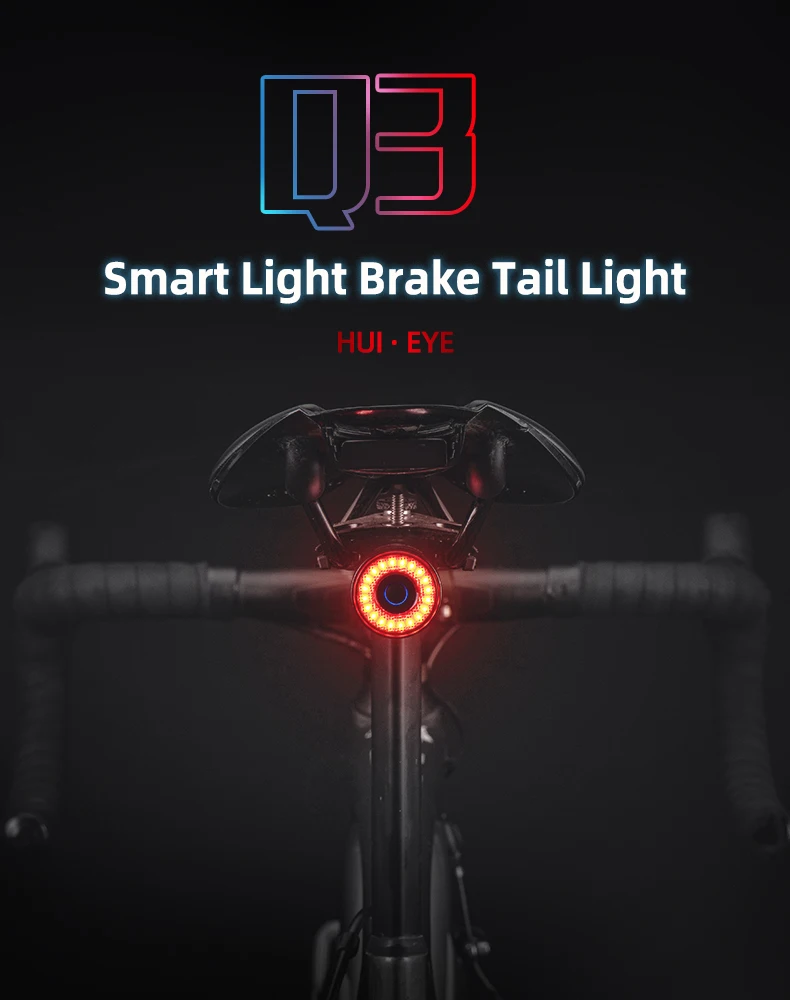 Description Picture 2 of itemROCKBROS Bike Smart Taillight LED Type-C Charging Cycling Saddle Seatpost Rear Light Alloy Waterproof Bicycle Warning Light