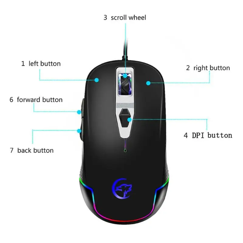 G827 игровая мышь 4800 dpi USB Проводная RGB подсветка 6 программируемых макрокнопок геймерская мышь черный 12 регулируемых уровней