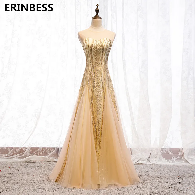 Реальные фотографии Золотое платье для выпускного вечера vestido de festa новое модное винтажное Тюлевое с блестками o-образным вырезом длинное платье для выпускного вечера es