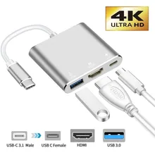 USB C HDMI type C HDMI концентратор mac 3,1 конвертер адаптер type c в hdmi USB 3,0 type-C Алюминиевый адаптер для Apple Macbook