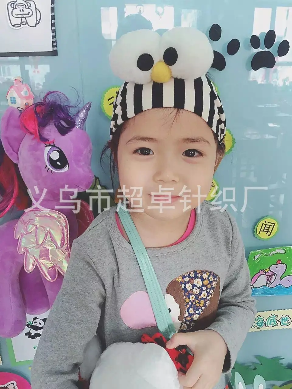 Детская повязка для волос для взрослых, эластичная лента для волос в полоску с изображением улицы Сезам, повязка для волос с большими глазами