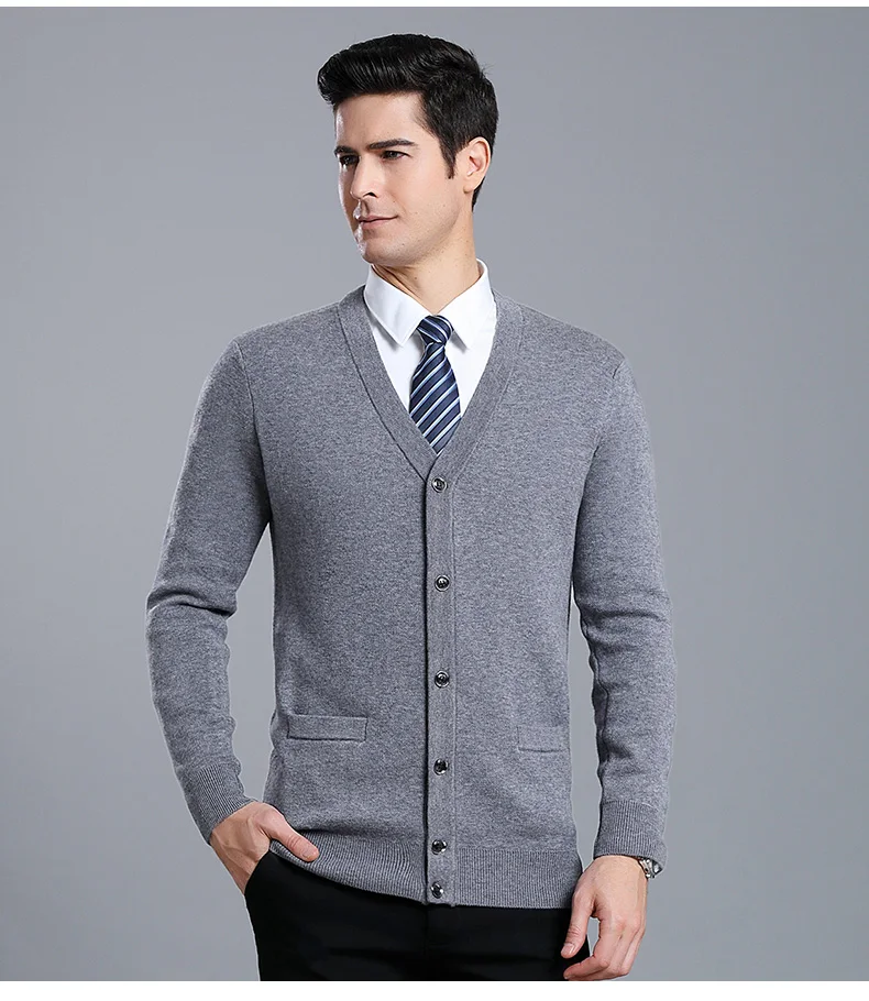MACROSEA осень и зима толстый мужской однотонный 100% шерстяной кардиган свитер классический стиль мужской свитер с длинными рукавами свитер 1835