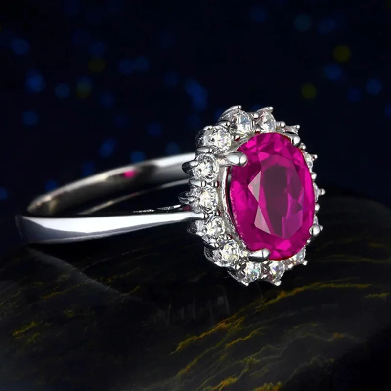 Delicate Red Oval Crystal Wedding Ring for Women Party Engagement Real AAAAA Cubic Zirconia Rings Jewelry Whole Sale