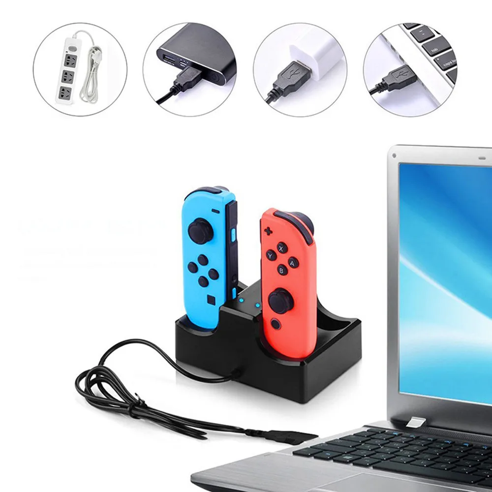 Для Joycon зарядная станция Подставка 4 в 1 для nintendo Switch Joycon контроллеры светодиодный индикатор Тип C для nintendo Switch Joycon