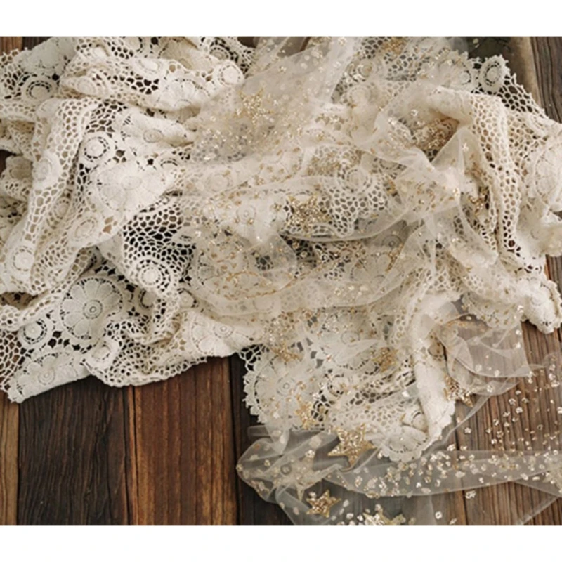 Newborn Photography Props Transparent Mesh Yarn Blanket Baby Starry Swaddling Wrap Infants Photo  Backdrop Dropshipping 3