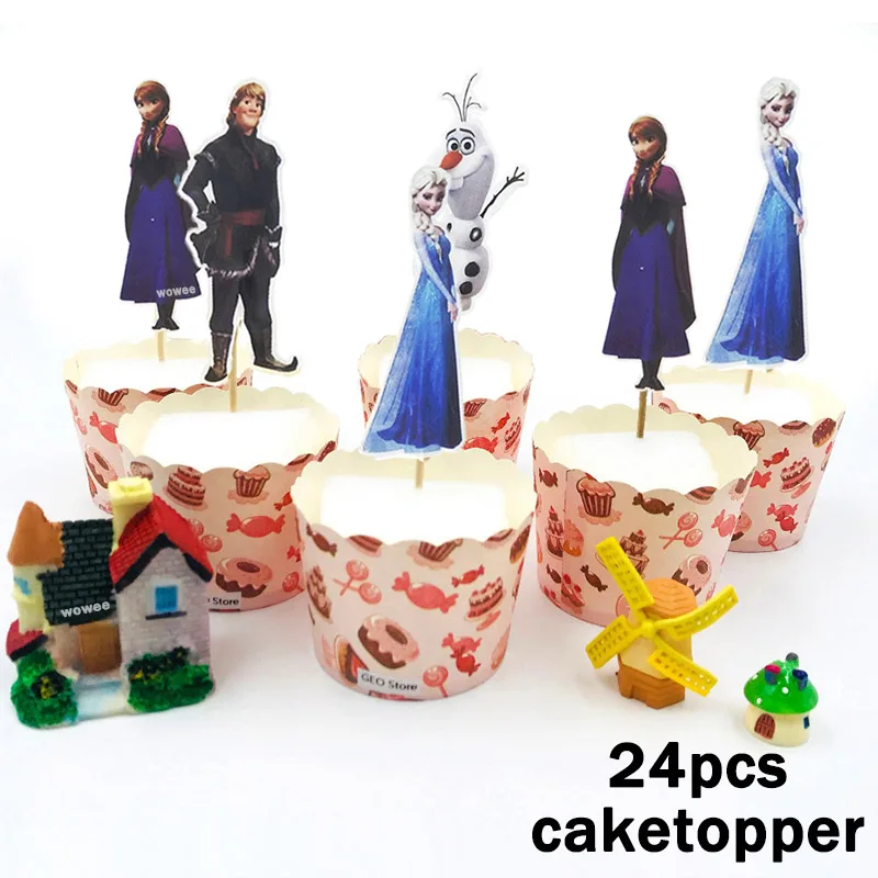 24Caketopper 180*108 см вечерние скатерти с изображением Эльзы и Анны из мультфильма «Холодное сердце» для вечеринки в честь Дня Рождения - Цвет: 24Caketopper