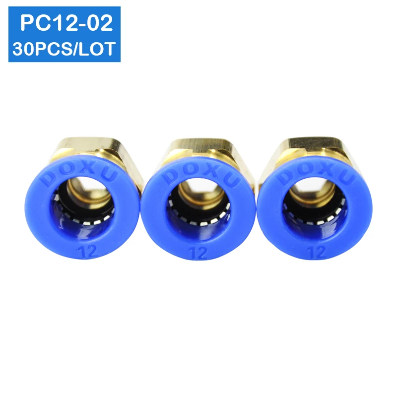 30 шт BSPT PC12-02, 12 мм до 1/4 'пневматические соединители мужские прямые фитинги в одно касание