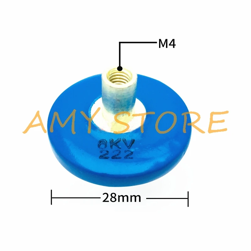 1Pc 3KV 102 1N0M 1nf 1000pf 202 2000pf 6KV 222 2200pf 10KV High Voltage Ceramic Doorknob Spark Fliter Capacitor Blue M4 M6