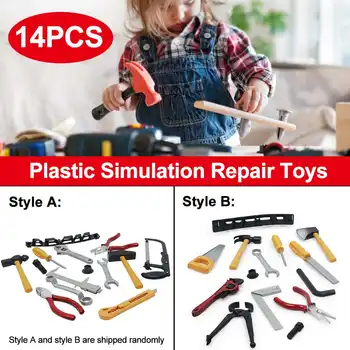 

14Pcs Kids Repair Tool Play House Toys Workbench Home Repair Tool Toy Set Playsets Simulation Plastic Puzzle Educational Toys