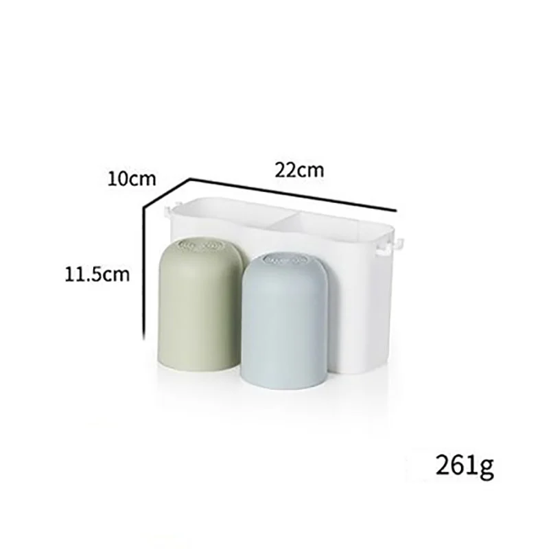 Bath Toothbrush Holder Kit with 2/3/4 Cups Self-Adhesive Wall Mounted Storage Drain Rack Bathroom Organizer Accessories