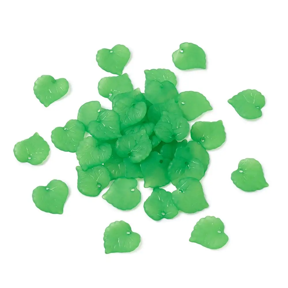 100 шт. Матовые прозрачные акриловые подвески в виде листьев для ожерелья браслета