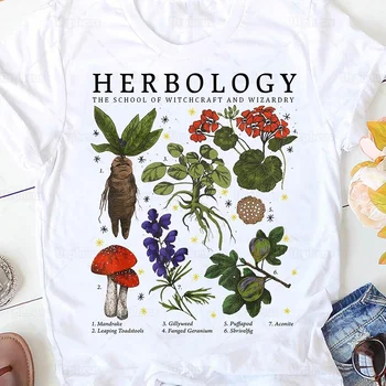 

VIP HJN Herbology Plants T Shirt The School of Witchcraft and Wizardry Novelty Design Cotton Shirts Flower T shirt