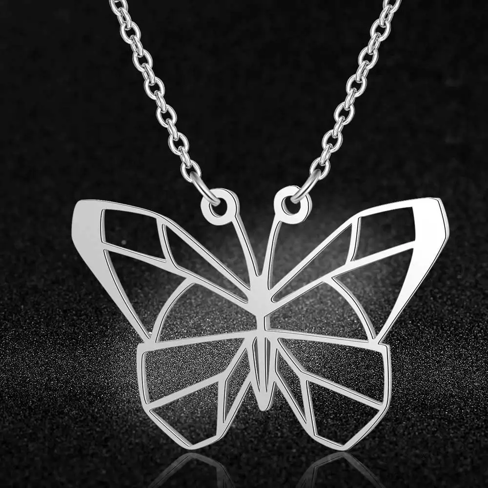 

100% Real Stainless Steel Hollow Butterfly Necklace Trend Jewelry Necklaces Amazing Design Unique Animal Jewelry Necklace