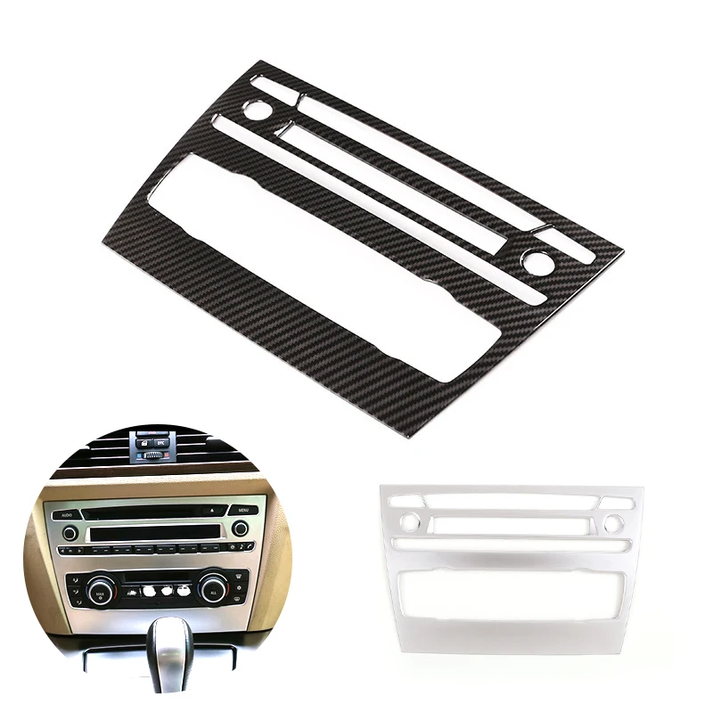 

For BMW 3 Series E90 2005 - 2011 2012 Car Center Control Volume Air Condition Knob Frame Carbon Fiber Texture Cover Decor